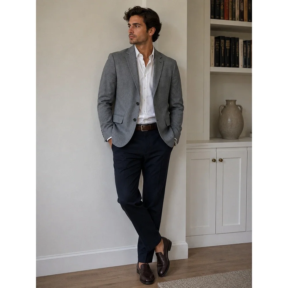J.Crew Ludlow Blazer Men 38R Sportcoat Gray Vitale Barberis Canonic Italian Wool